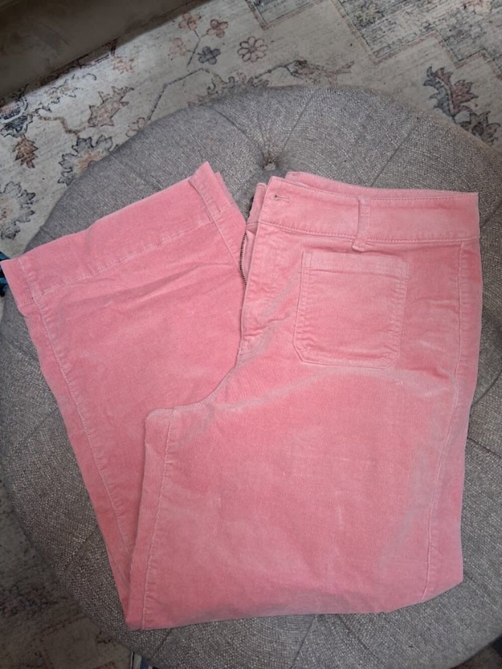 Talbots Wide Leg Corduroy Patch Pocket Crop Pants Sz 14P Coral